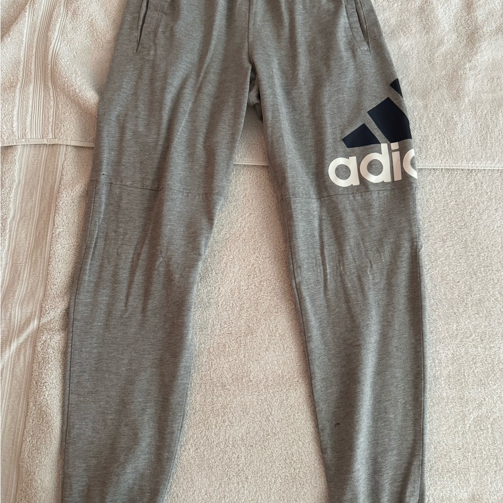 Adidas Gray Tapered Sweatpants with Elastic Cuffs